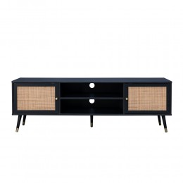 VIENNA TV STAND CHIPBOARD WITH MELAMINE BLACK WITH RATTAN GOLD 150x39xH49cm E1 PRC