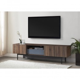 GROOVES TV STAND 2DOORS 2DRAWERS CHIPBOARD WITH MELAMINE CARTA WOTAN OAK GREY METAL 180x40xH50cm MY