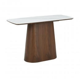 TOTEM CONSOLE WALNUT WHITE WITH MARBLE PATTERN 120x50x76