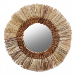 MIRROR ROUND ABACA FIBER FRAME IN NATURAL COLOR 60x4,5x60Hcm.HM7731