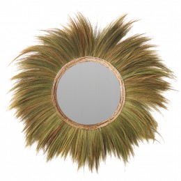 MIRROR ROUND WITH BANANA BARK FRAME NATURAL COLOR 100x4x100 cm.HM7735