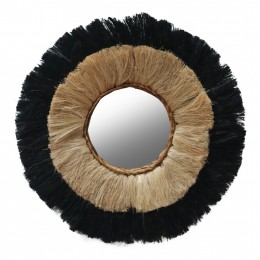 MIRROR ROUND ABACA FIBERS FRAME IN NATURAL AND BLACK COLOR 70x4x70Hcm.HM7737