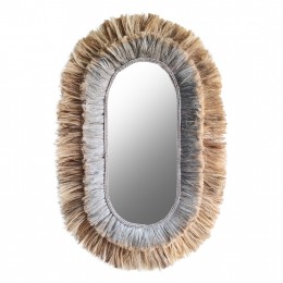 MIRROR OVAL MADE OF ABACA FIBERS IN NATURAL AND SILVER COLOR 90x5x140Hcm.HM7738