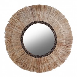 MIRROR ROUND WITH ABACA FIBERS FRAME NATURAL-BLACK COLOR Φ100cm.HM7748
