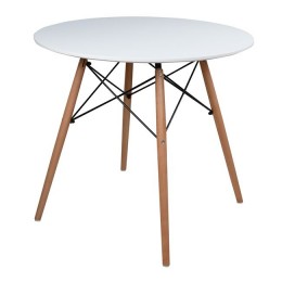 Dining Table Minimal HM0059.01 White ''80x72 cm with wooden legs oak