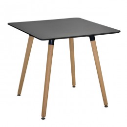 Dining Table Minimal HM0057.02 Black 80x80x74cm with wooden legs oak