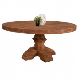 DINING TABLE ROUND PROVENCE HM9642 RECYCLED TEAK WOOD CARVED LEG-8cm.TABLETOP Φ180x76Hcm.