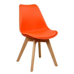 Chair Vegas HM0033.05 with wooden legs and orange seat 47x56,6x82Υ cm