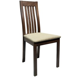 Chair Wooden solid dark walnut color and cream fabric HM0093.01 45x52x96,5Υ cm