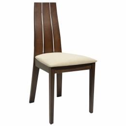 Chair Wooden solid dark walnut color and cream fabric HM0094.01 45x53x96Υ cm