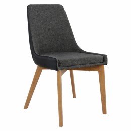 Dining chair Alkmini HM0142.01 with fabric in grey color and Black PU 49x55x87Υεκ.