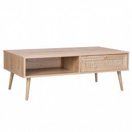 COFFEE TABLE COLM MELAMINE RATTAN HM9224.11 IN NATURAL COLOR 110x59x39,5Hcm.