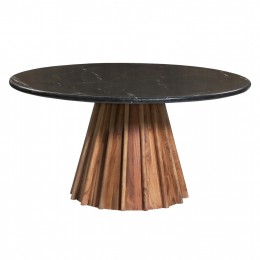 DINING TABLE ROUND DRAXX HM9688 SOLID ACACIA WOOD-BLACK MARBLE TOP Φ150x76Hcm.