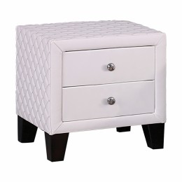 Bedside Table HM595.02 with 2 Drawers from white matte PU 45x39x45cm