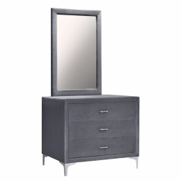 Toilet with mirror Lyon HM596.01 from grey velvet with silver legs 97x56x178cm