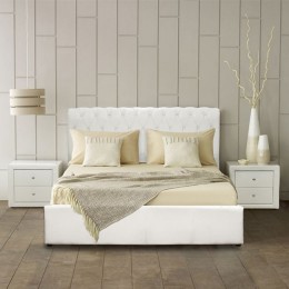 Bed Mone HM321.02 T. Chesterfield with storage space White PU 150x200 cm