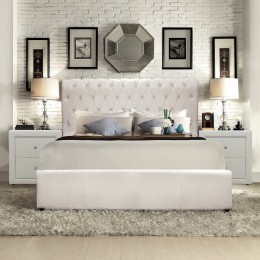 Bed Queen HM365.02 Double 150x200 cm T. Chesterfield White matte PU