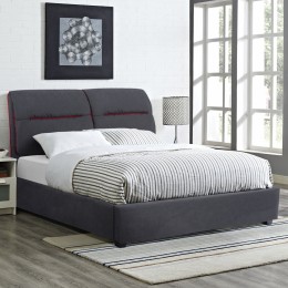 Bed Kendra HM562 Double Bed 150x200 cm with grey fabric and red stripes