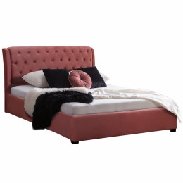 BED ODALYS 150X200 VELVET FABRIC DUSTY PINK HM549.12 164x223x100 cm.