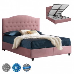 HM624.12 bed MALENA, storage space, dusty pink velvet, 160x200