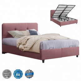 HM631.12 bed DOLORES, storage space, dusty pink velvet, 160x200