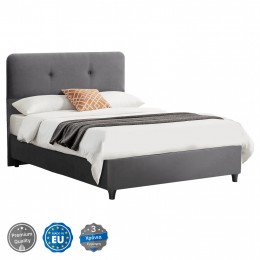 Bed HM648.10 DOLORES, grey velvet, 120x200cm