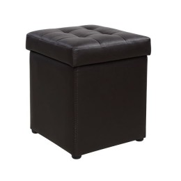 Stool PU with storage space Brown cube HM224.03 36,5x36,5x36cm