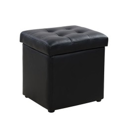 Stool PU with storage space black cube HM224.01 36,5x36,5x36cm
