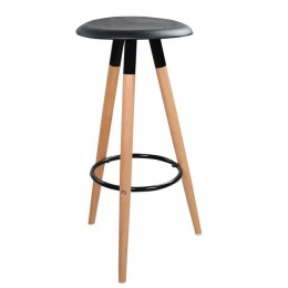 Bar Stool with wooden legs & black Seat Tonia HM0116.02 43x43x75cm