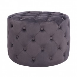 Velvet stool Kassie HM8406.01 grey color Chesterfield type