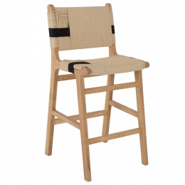BARSTOOL MEDIUM-HEIGHT HM9325.01 RUBBERWOOD & ROPE- NATURAL COLOR 45x46x95Hcm.