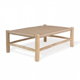 COFFEE TABLE LONDER HM5985 TEAK WOOD-SYNTHETIC RATTAN-NATURAL 120x80x40Hcm.