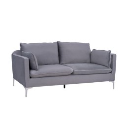 Sofa Karen 3 Seater Grey Velvet & Metallic Chromes Legs HM3136.31 208x81x95 cm