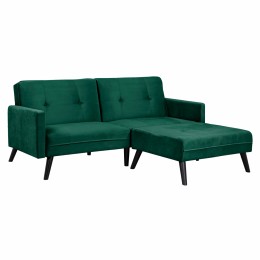 Corner Sofa Bed Livia HM3151.03 Velvet Cypress Green Color with Footstep 211x158x83cm