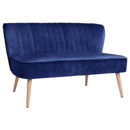 Velvet 2seater sofa Andy HM8401.08 in blue color 128x70x77 cm.