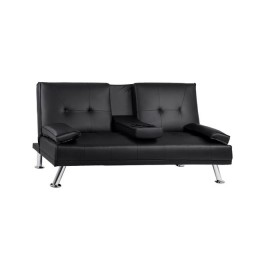 Bed Sofa from black PU 165x76,5x79cm and folding arm HM3157.01