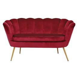 Sofa 2 seater Coquille HM8627.06 from red velvet with gold legs 130x77x83cm