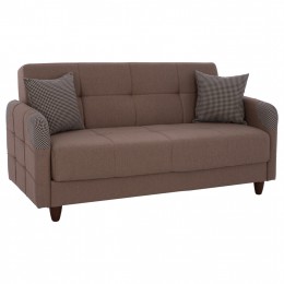 HM3246.01 BEIGE 2 SEATER SOFA-BED WITH ARMS AND STORAGE SPACE