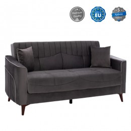 HM3248.01, 2-seater sofa-bed, grey, storage space 140x80x87
