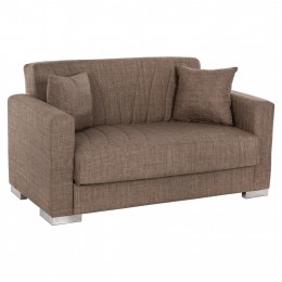 SOFABED POLYA 2-SEATER HM3241.12 WITH BROWN FABRIC & STORAGE SPACE 144x84x77Hcm.