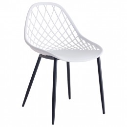 CHAIR POLYPROPYLENE HM9524.01 IN WHITE COLOR WITH BLACK METAL LEGS 52x53x82Hcm.