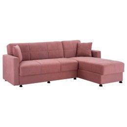 REVERSIBLE CORNER SOFA-BED WITH 2 STORAGE SPACES FB93135.02 DUSKY PINK 246x80-153x80cm.