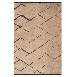 HM7674.01 160Χ230cm, light brown-black carpet with self-fringes