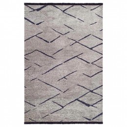 HM7674.02 160Χ230cm, light grey-black carpet with self-fringes