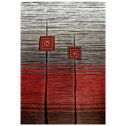 HM7675.26 160X230cm, JOSIANE carpet with fringes, red-black-grey
