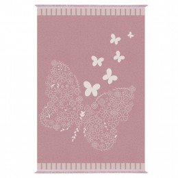 KIDS' CARPET WITH FRINGES PINK BUTTERFLY HM7678.17 80Χ150