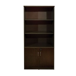 Professional office bookcase HM2014.02 wenge color with 2 doors 80Χ40Χ180