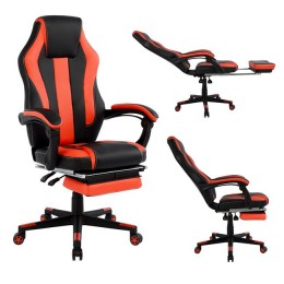 Office Gaming chair HM1064.01 Speed Black and Res with footstool 72x76,5x123,5 cm