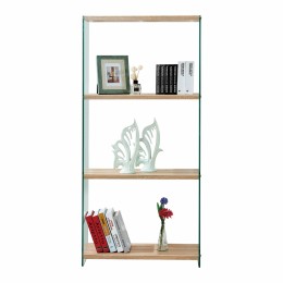 Bookcase from glass and shelves from mdf 76X30X165 HM8092