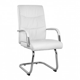 Visitor's Armchair White PU with chromed base Julian HM1045.12 57x73.5x96 cm